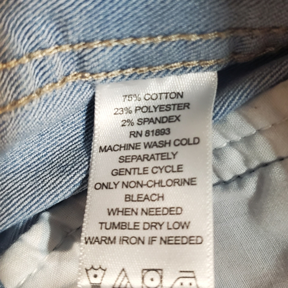 Classic Stylish Blue Denim Crop Jacket. Gold Accent Buttons. Sz L? - Picture 7 of 8